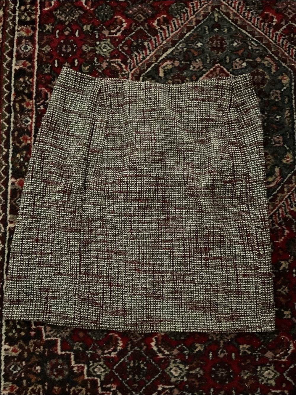 Banana Republic Tweed Pencil Skirt in Burgundy and Cream